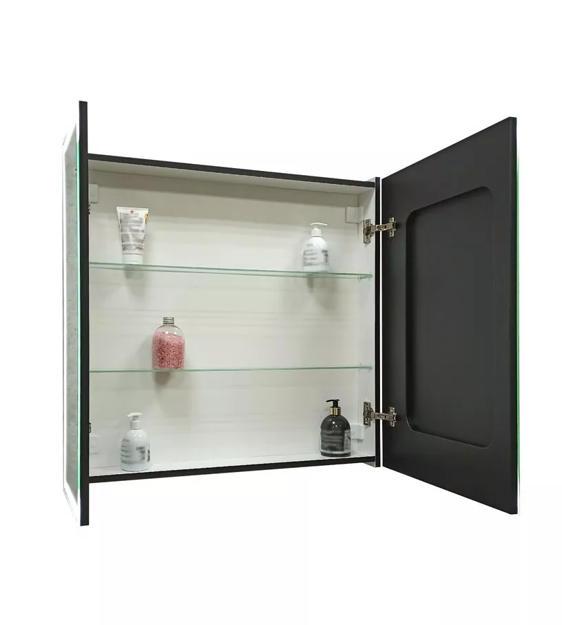 Зеркало-шкаф "Mirror Box black Led" 800х800 СКИДКА 50%