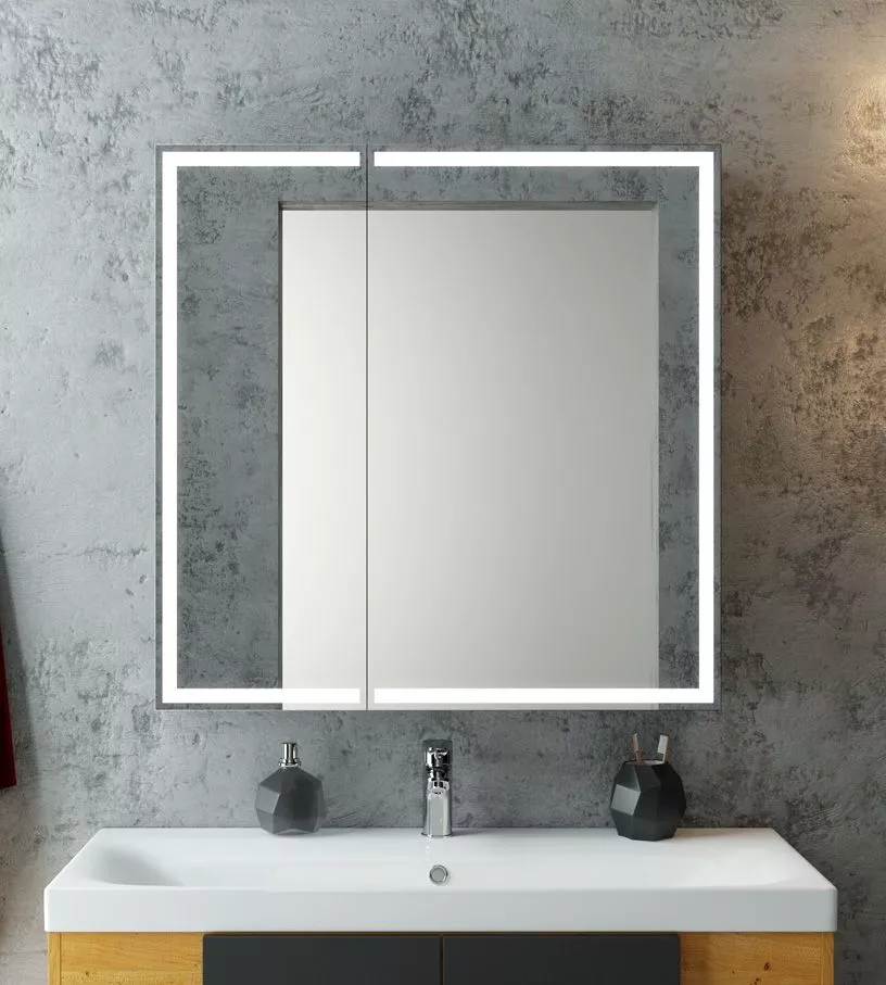 Зеркало-шкаф "Mirror Box black Led" 800х800 СКИДКА 50%