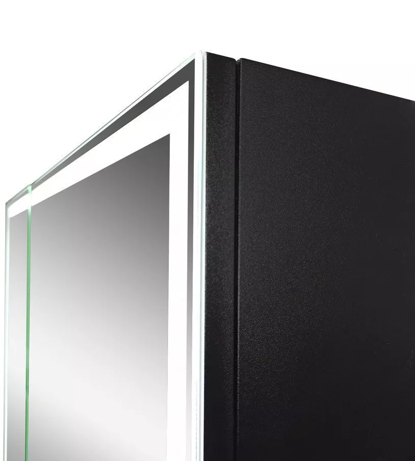 Зеркало-шкаф "Mirror Box black Led" 800х800 СКИДКА 50%