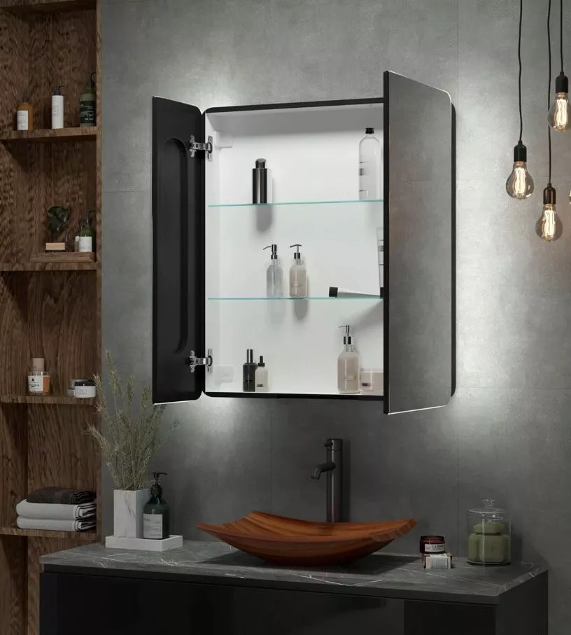 Зеркало-шкаф "Eltoro black LED" 760х850 СКИДКА 50%
