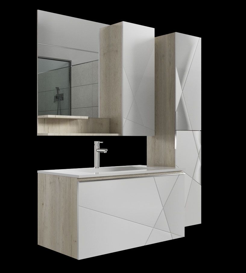 Шкаф-колонна "Мерано-35" белый/дуб дымчатый