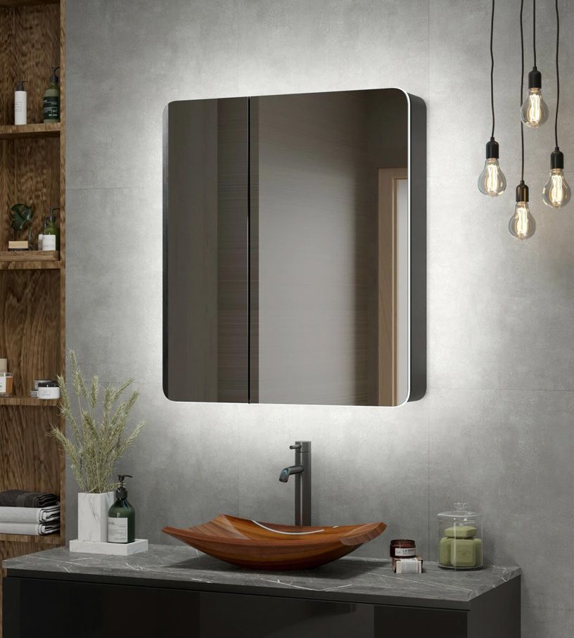 Зеркало-шкаф "Eltoro black LED" 760х850 СКИДКА 50%